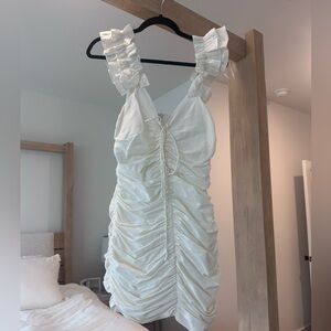 Zara White Dress with Ruffled Straps